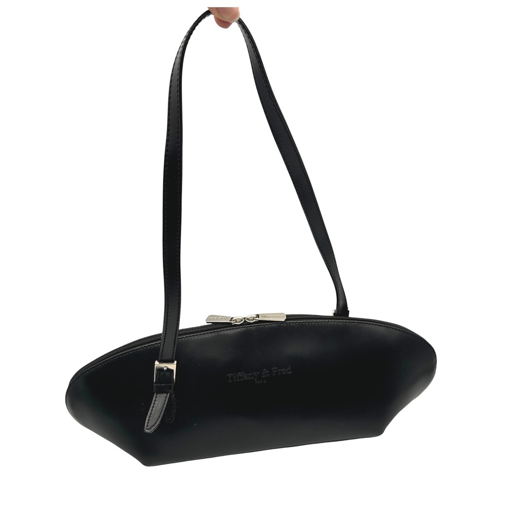 VTG Tiffany & Fred Paris Leather Shoulder Baguette Bag Y2K Minimalist 90s Luxury